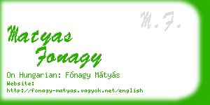 matyas fonagy business card